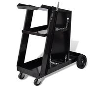 vidaXL Carro de soldadura negro con 3 estantes organizador de taller