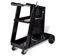 vidaXL Carrito de soldadura – Negro, 3 estantes, organizador de taller