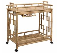 vidaXL Carro de vino con ruedas Bambú 85 x 50 x 93 cm, carrito rectangular práctico y móvil