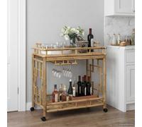 vidaXL Carro de Vino con Ruedas Natural 85 x 50 x 93 cm Bambú, Carrito Rectangular para Bebidas en la Cocina, Trolley Ligero para Vino, práctico y móvil