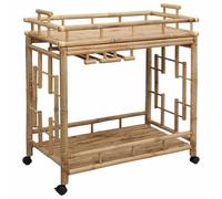 vidaXL Carro de Vino con Ruedas Natural 85 x 50 x 93 cm Bambú, Carrito Rectangular para Bebidas en la Cocina, Trolley Ligero para Vino, práctico y móvil