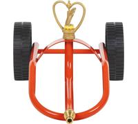 VidaXL: Carro para aspersores con ruedas y cabezal giratorio, color rojo, acero