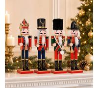 vidaXL Cascanueces de Navidad TURKU 4 uds. Rojo y Negro 30 cm