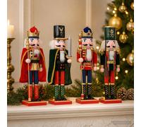 vidaXL Cascanueces de Navidad TURKU 4 uds. Rojo y Negro 38 cm