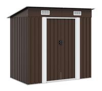 vidaXL Caseta de Almacenamiento para Jardín Cabaña de Acero Antracita/Marrón 194x121x181 cm