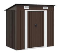 vidaXL Caseta de Almacenamiento para Jardín Cabaña de Acero Antracita/Marrón 194x121x181 cm