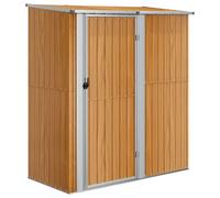 vidaXL Caseta de jardín 180,5x97x209,5 cm acero galvanizado aspecto madera