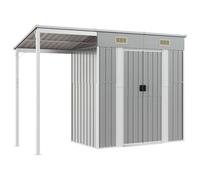vidaXL Caseta de jardín con techo extensible, Gris claro, 277 x 107 x 181 cm, Acero