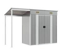 vidaXL Caseta de jardín con techo extensible, Gris claro, 277 x 107 x 181 cm, Acero