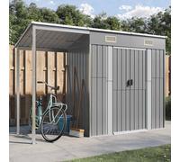vidaXL Caseta de jardín con techo extensible, Gris claro, 277 x 107 x 181 cm, Acero