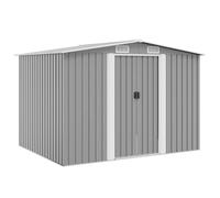 vidaXL Caseta de almacenaje de jardín de metal Cobertizo de patio 257x205x178 cm Gris