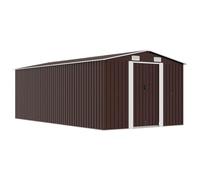 vidaXL Caseta de Jardín Metal Marrón 257x497x178cm Patio Cobertizo Casetilla