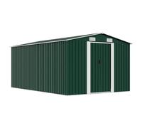 vidaXL Caseta de jardín metal galvanizado verde 257x392x181 cm Almacén Cobertizo