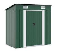 vidaXL Caseta de jardín metálica 190x124x181 cm Verde Cobertizo organizador