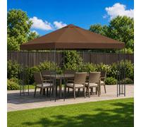 vidaXL Cenador 3 x 3 m Marrón Poliéster y Acero 190 gsm
