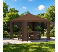 vidaXL Cenador 3 x 3 m Marrón Poliéster y Acero 190 gsm