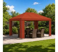vidaXL Cenador 4 x 3 m Terracota Poliéster y Acero 190 gsm