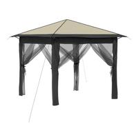 vidaXL Cenador con 4 paredes laterales de 2,6 x 2,6 m, color crema y antracita, moderno, resistente a la intemperie, cubierta portátil para eventos, tienda de campaña de fácil instalación, solución de