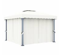 vidaXL Cenador con cortina blanco crema aluminio 3x3 m