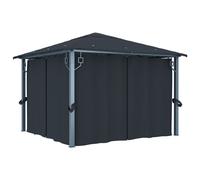 vidaXL Cenador con cortina gris antracita aluminio 300x300 cm