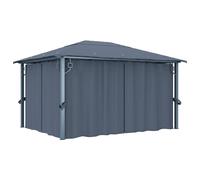 vidaXL Cenador con cortina gris antracita aluminio 400x300 cm