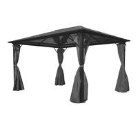 Cenador Con Cortina Gris Antracita Aluminio 400x300 Cm Vidaxl