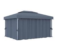 vidaXL Cenador con cortina gris antracita aluminio 4x3 m