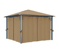 vidaXL Cenador con cortina gris taupe aluminio 300x300 cm