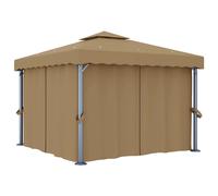 vidaXL Cenador con cortina gris taupe aluminio 3x3 m