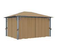 vidaXL Cenador con cortina Aluminio Gris Taupe 400x300 cm