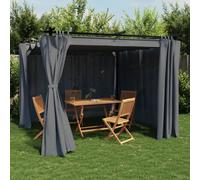 vidaXL Cenador con cortinas acero gris antracita 3x3 m