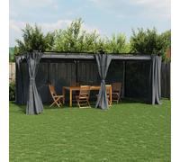 vidaXL Cenador de jardín y terraza con cortinas Acero gris antracita 6x3 m