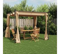 vidaXL Cenador con cortinas acero gris taupe 3x3 m