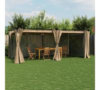 vidaXL Cenador con cortinas acero taupe 6x3 m