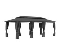 Cenador Con Cortinas Gris Antracita 600x298x270 Cm Vidaxl