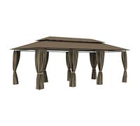 vidaXL Cenador con Cortinas Gris Taupe 180g/m² 600x298x270 cm Pérgola Jardín