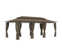 vidaXL Cenador con Cortinas Gris Taupe 180g/m² 600x298x270 cm Pérgola Jardín