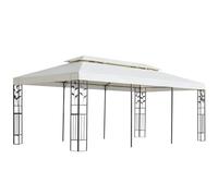 vidaXL Cenador 6x3 m con doble techo, acero blanco