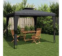 Cenador Con Doble Techo Acero Gris Antracita 3,98x2,98 M Vidaxl
