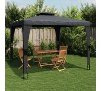 vidaXL Cenador con doble techo de tela gris antracita 2,98x2,98 m
