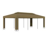 vidaXL Cenador con doble techo gris taupe 3x6 m 180 g/m²