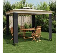 vidaXL Cenador con doble techo tela crema 2,94x2,94 m