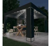 vidaXL Cenador con Doble Techo y Tira de Luces 3x3 m Pérgola Parasol Color Antracita, Blanco, y mas
