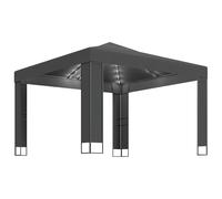 vidaXL Cenador con Doble Techo y Tira de Luces 3x3 m Pérgola Parasol Color Antracita, Blanco, y mas