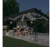 Cenador Con Doble Techo Y Tira De Luces Led Antracita 3x4 M Vidaxl