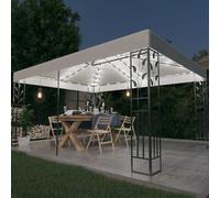 vidaXL Cenador con doble techo y tira de luces LED blanco 3x4 m
