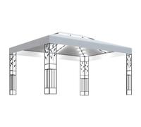 vidaXL Cenador con doble techo y tira de luces LED blanco 3x4 m