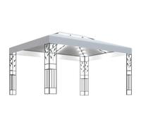 vidaXL Cenador con doble techo y tira de luces LED blanco 3x4 m