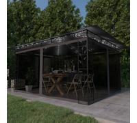 vidaXL Cenador con mosquitera Tira luz LED lateral Antracita 4x3x2,73 m 180 g/m²