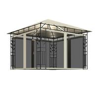 vidaXL Cenador con mosquitera y tira de luces LED crema 3x3x2,73m